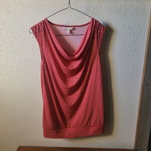 Banana Republic Women's Red And White Print Sleeveless Top, Small